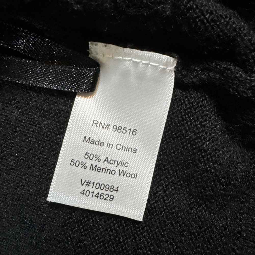 3/4 Sleeve Coldwater Creek Solid Black 50% Merino Wool Twist Medium - Picture 6 of 7